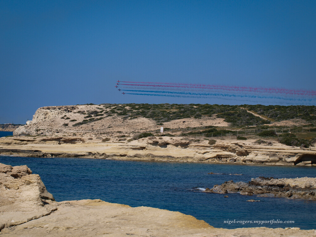 Red Arrows over the Mediterranean-3 by nigelrogers