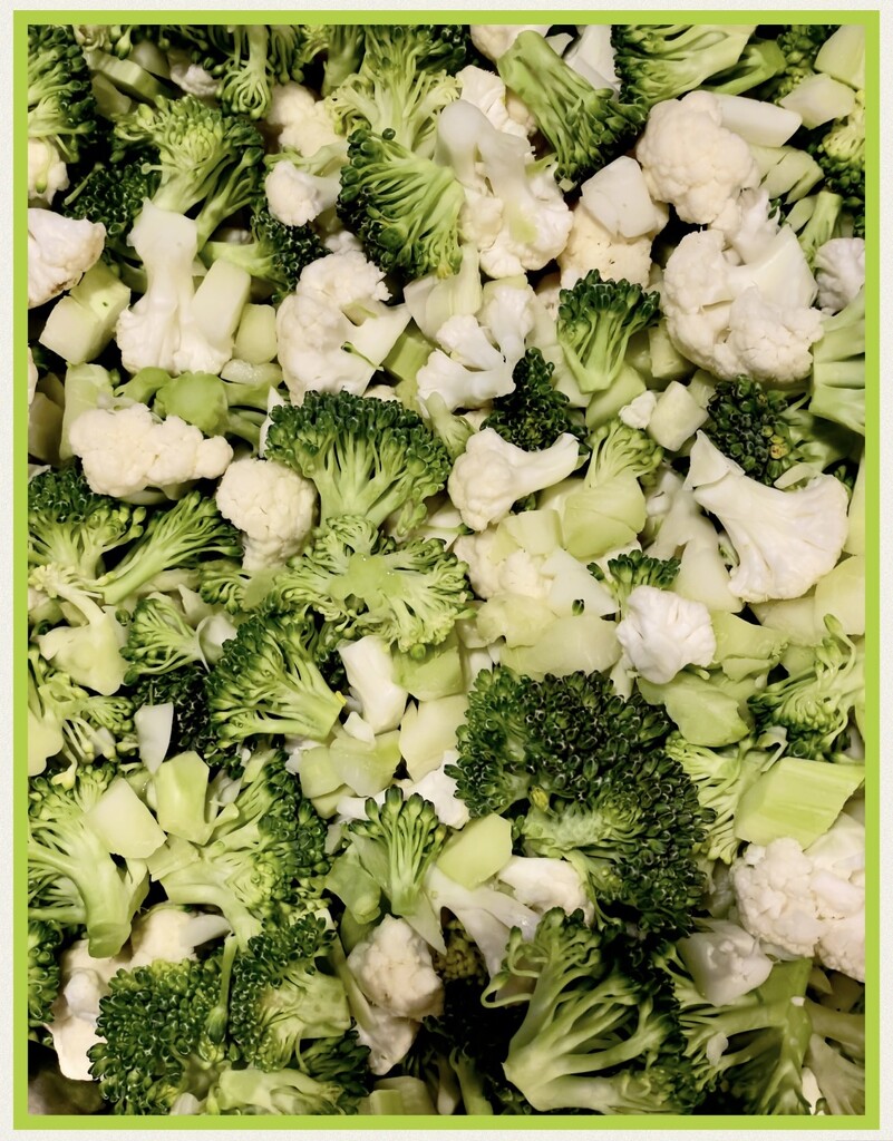 Preparing my favorite broccoli and cauliflower salad by eahopp