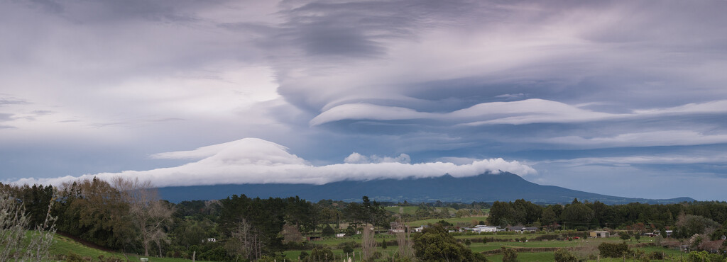 Mt Taranaki with clouds by dkbarnett