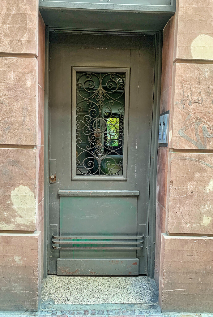 Six hearts on a green door.  by cocobella