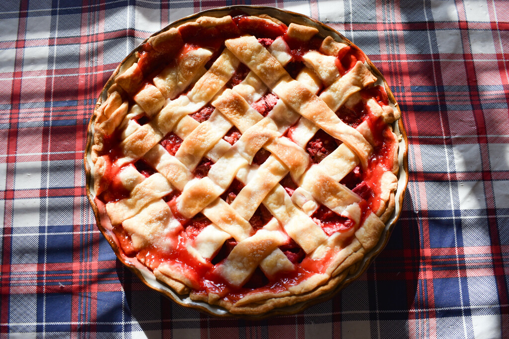 Strawberry Rhubarb Birthday Pie by bjywamer