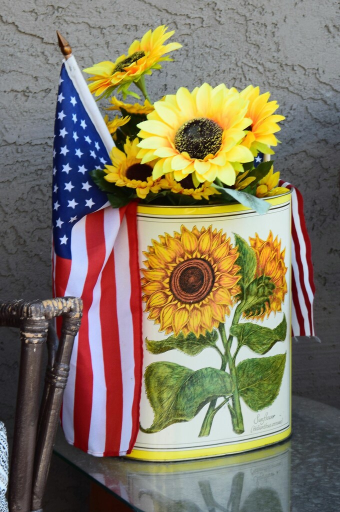 Jul 4 Flag and flowers by sandlily