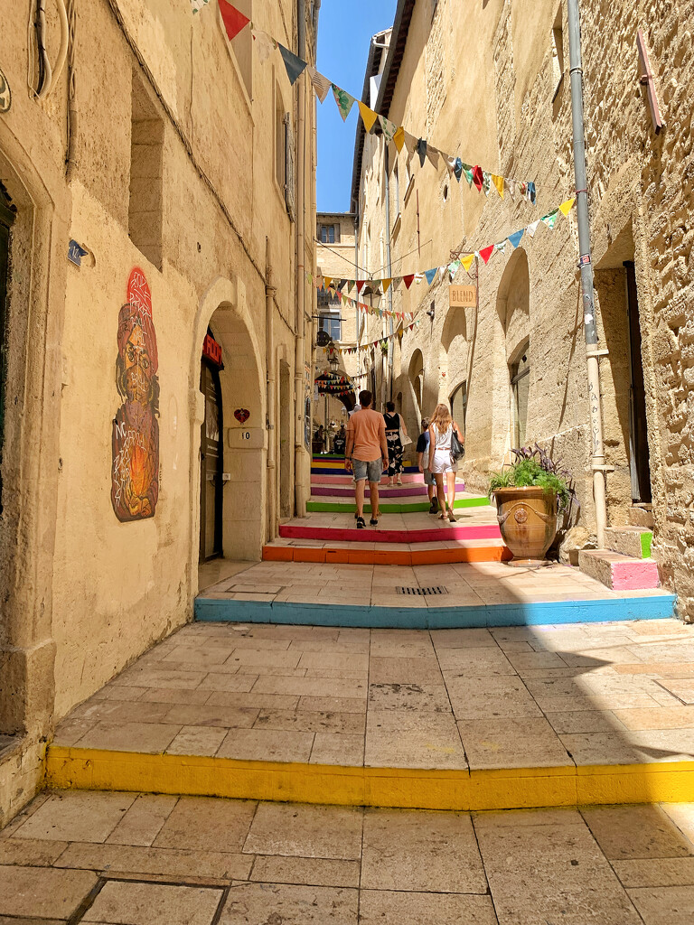 Rainbow street in Montpellier.  by cocobella