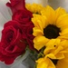 Jul 13 Roses and sunflowers by sandlily