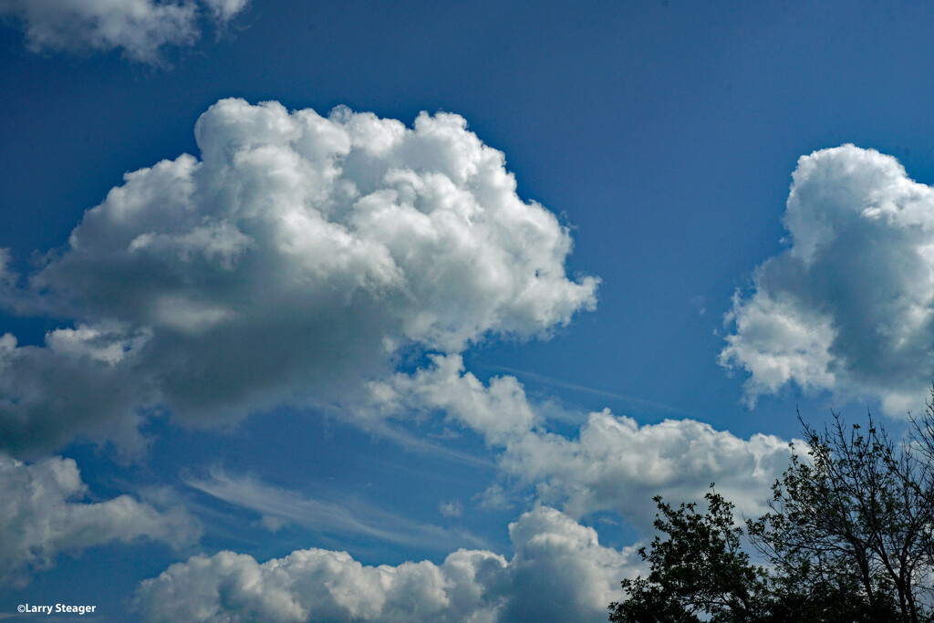 Blue sky and clouds in July by larrysphotos