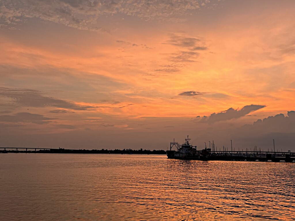 Sunset, Ashley River at Charleston Harbor by congaree