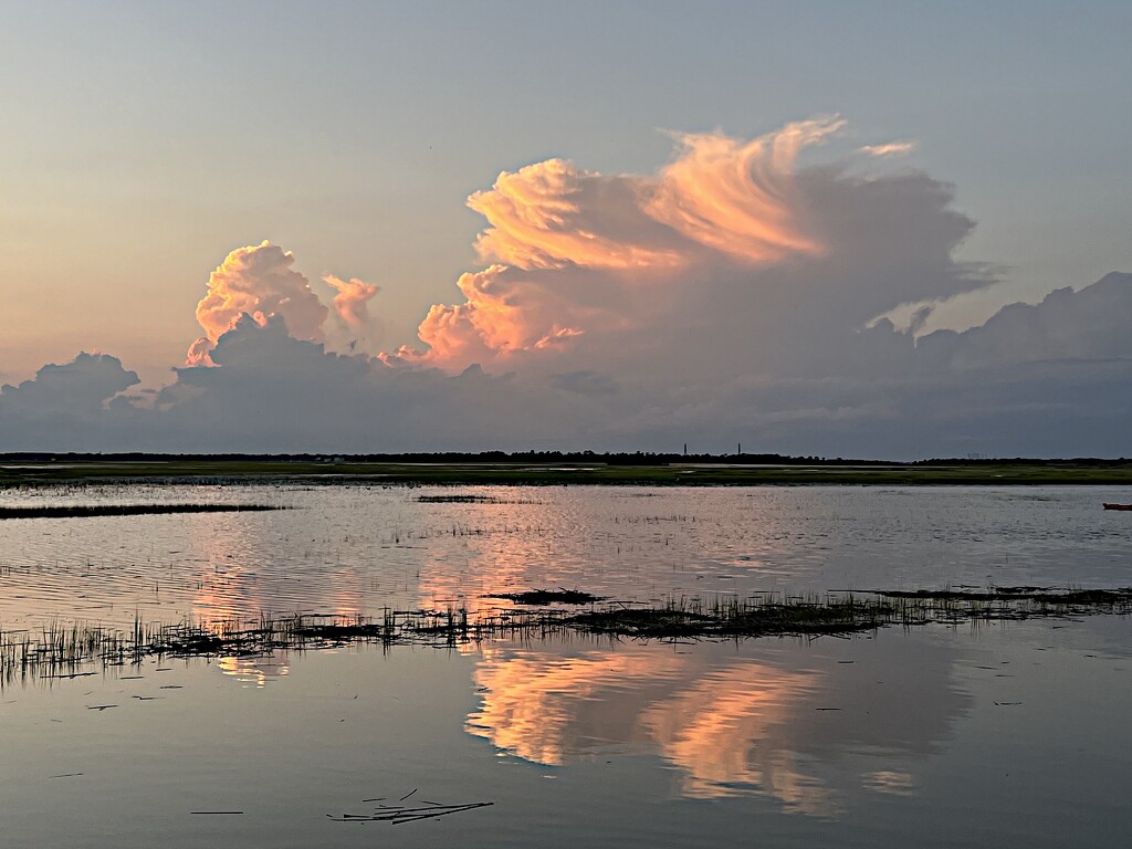 High tide marsh and sunset clouds by congaree