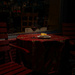 Nighttime Bistro Table with wine glass by theredcamera