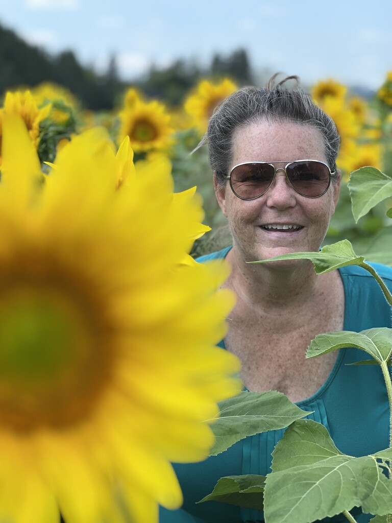 Sunflower field with my sister  by radiogirl