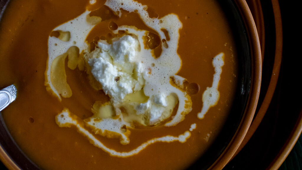 Pumpkin Soup with Marinated Goats Cheese by nannasgotitgoingon