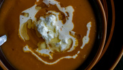28th Aug 2023 - Pumpkin Soup with Marinated Goats Cheese