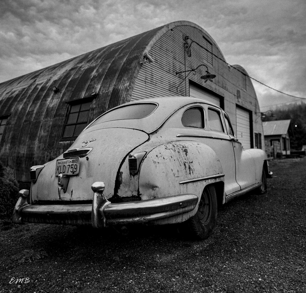 1940's Chrysler and Quonset Huts by theredcamera