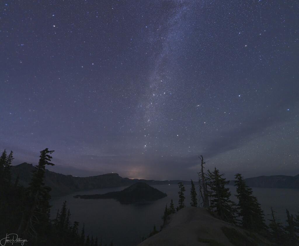 Crater Lake Milky Way Vertical Pano  by jgpittenger