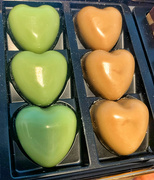 25th Sep 2023 - Green and orange chocolate hearts. 