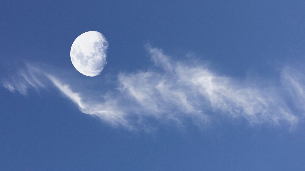 Wispy clouds and moon... by marlboromaam