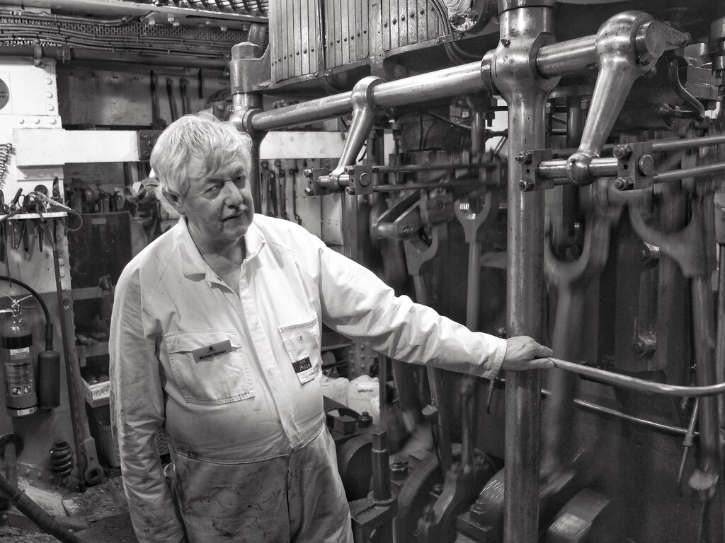 Michael is the volunteer engineer in the (very hot) engine room of the heritage tug, Waratah in Sydney.  by johnfalconer
