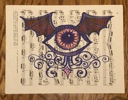 2nd Oct 2023 - Winged eye drawing on sheet music