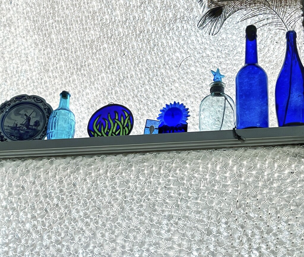 Blue Bottles on Glass - Still (6) by rensala