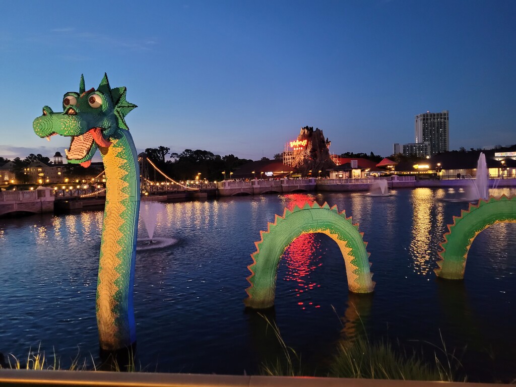 Lego dragon at sunset by scoobylou