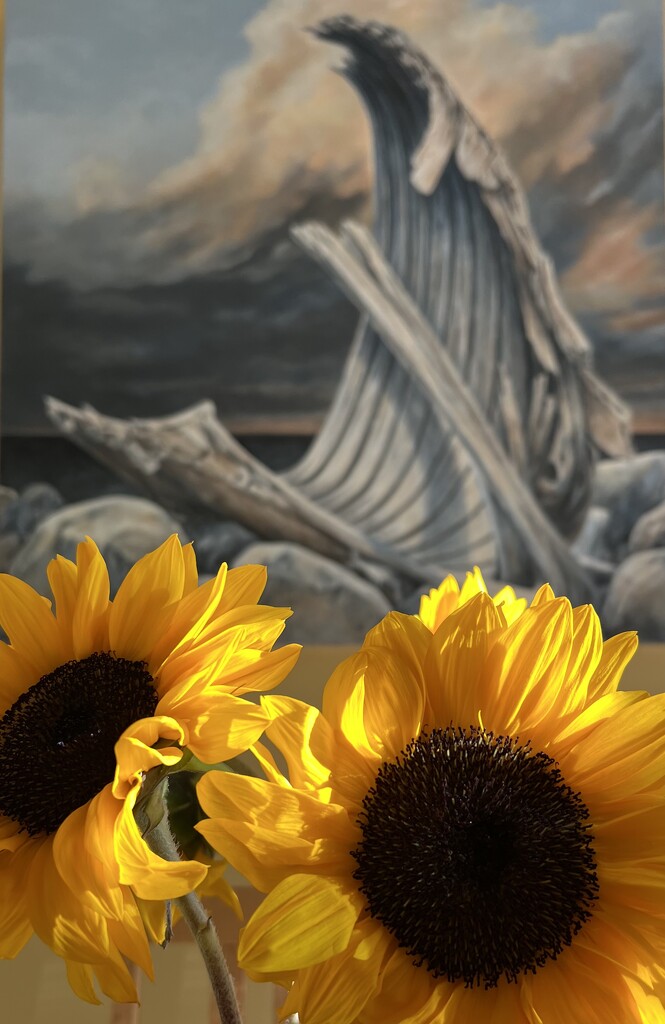 Sunflowers and Painting by radiogirl