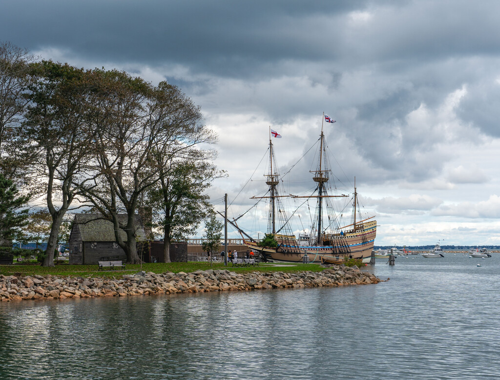 Mayflower Replica at Plymouth Rock by clifford