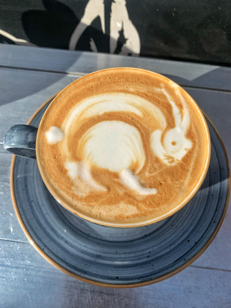 A rabbit in my dirty chai latte.  by cocobella