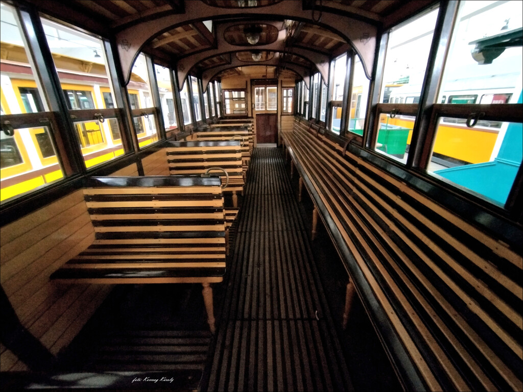 Old trams were characterized by wooden seats by kork