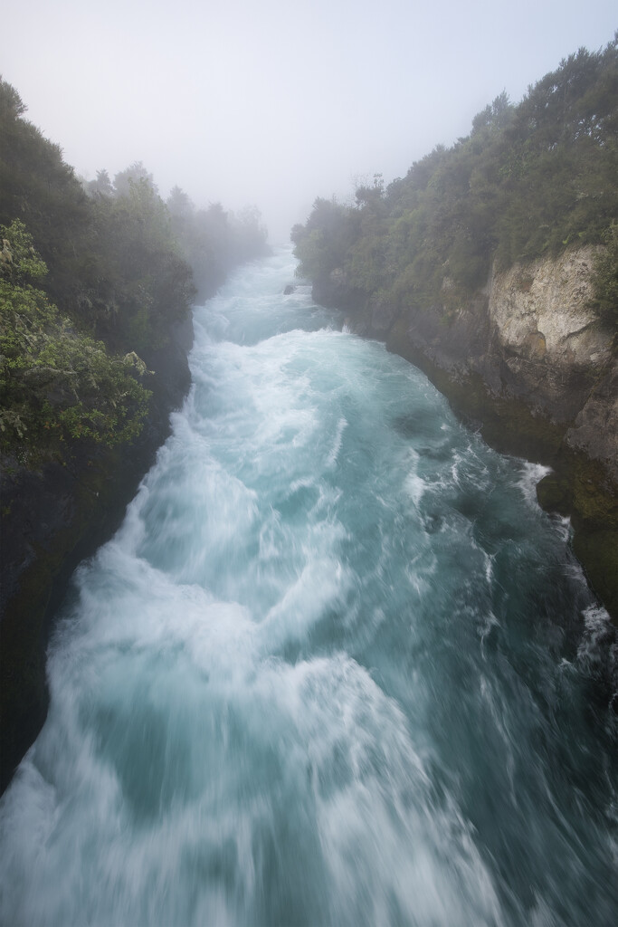 Huka Falls in the mist by dkbarnett