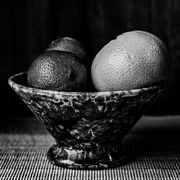 23rd Nov 2023 - Lime and Mandarin in Bowl B&W