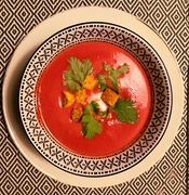 25th Nov 2023 - Beetroot soup with tempeh and coriander.