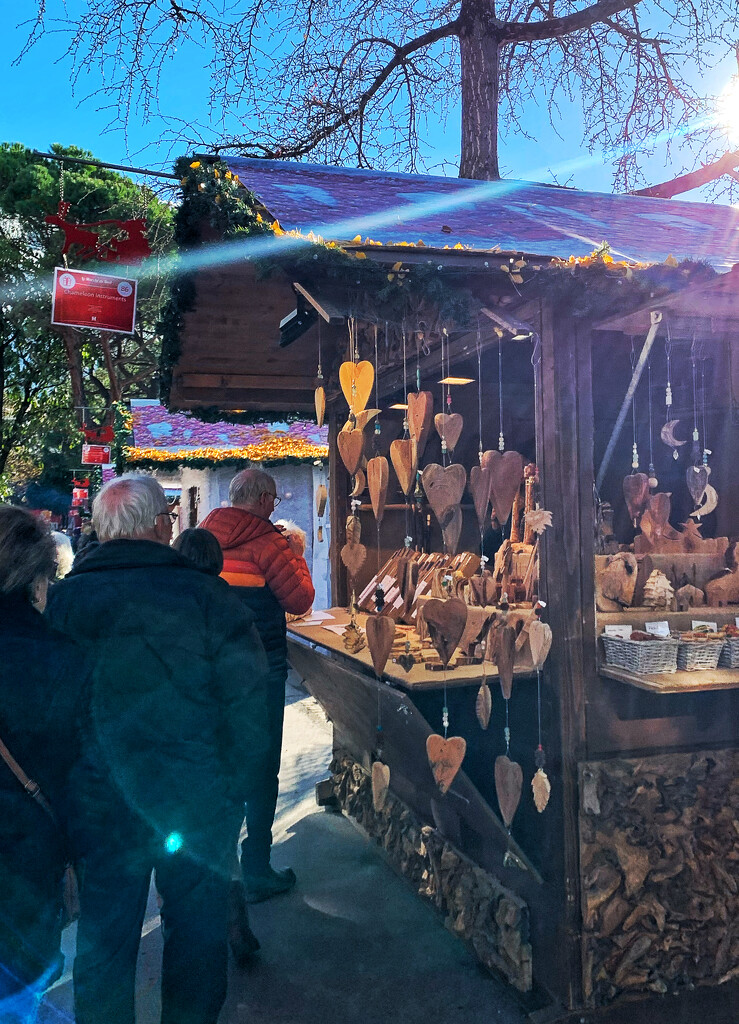 Wooden hearts on Christmas market.  by cocobella