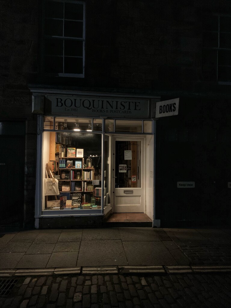 Bouquiniste in St Andrews after closing time. by billdavidson