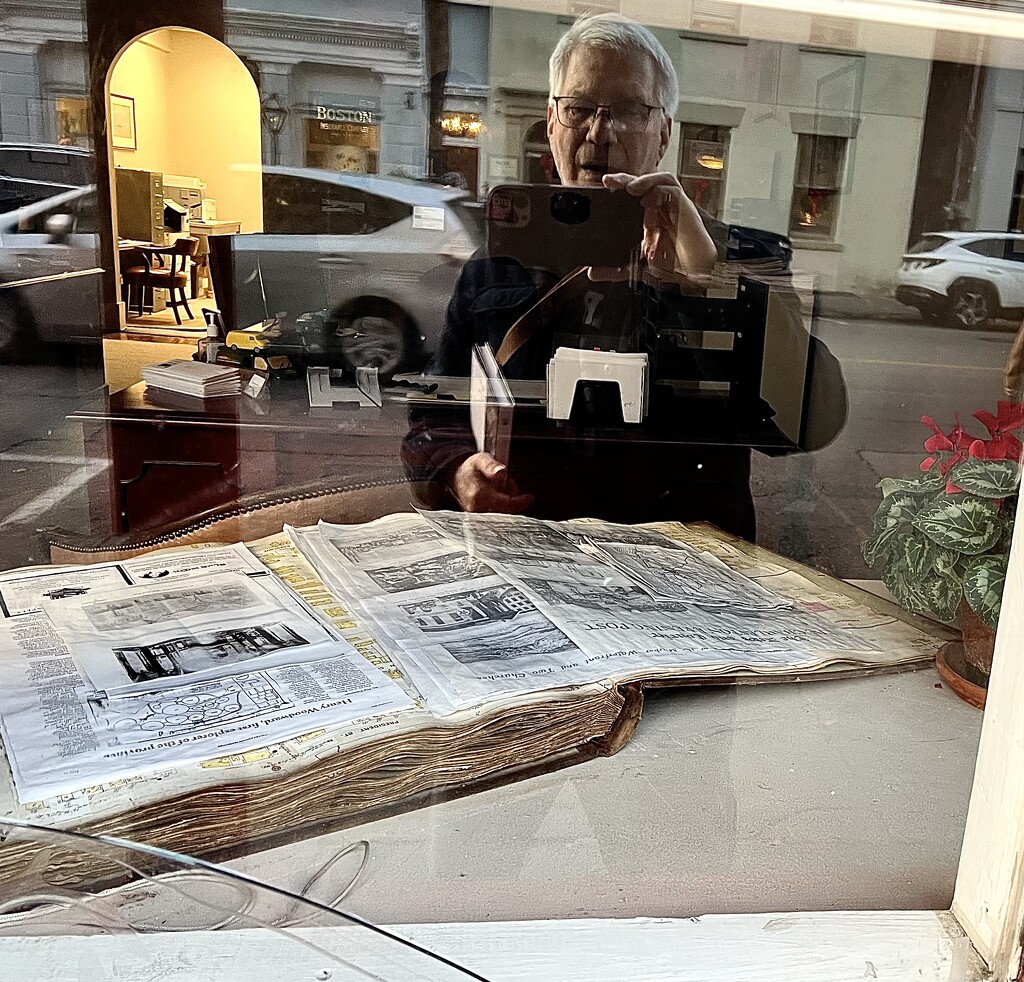 Selfie in shop window, historic district, Charleston  by congaree