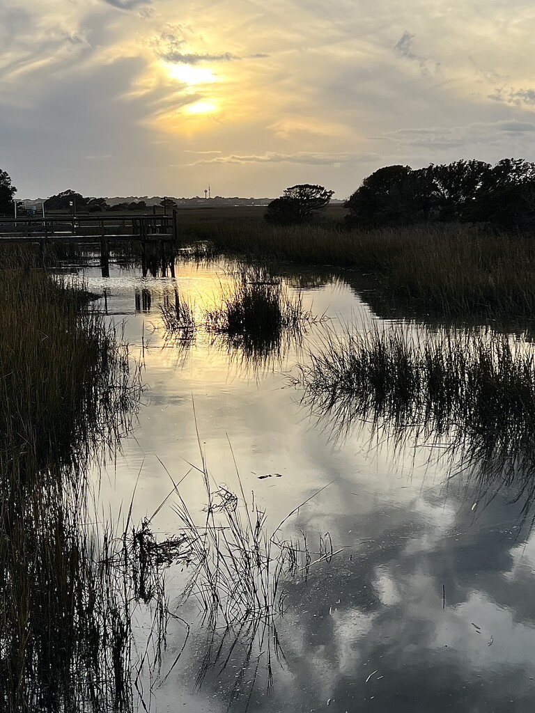 Christmas Eve marsh sunset at Folly Beach, SC by congaree
