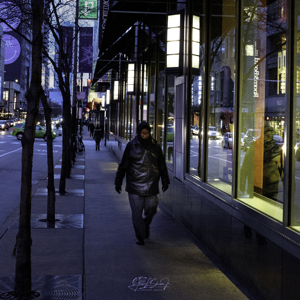 Lonely walk on a cold Chicago night by ggshearron