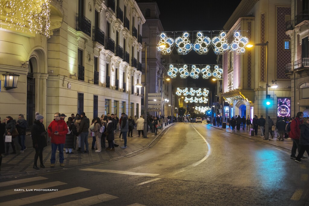 D364 Street Crowd in Granada Spain with the Backdrop of New Year 2024 Count Down by darylluk