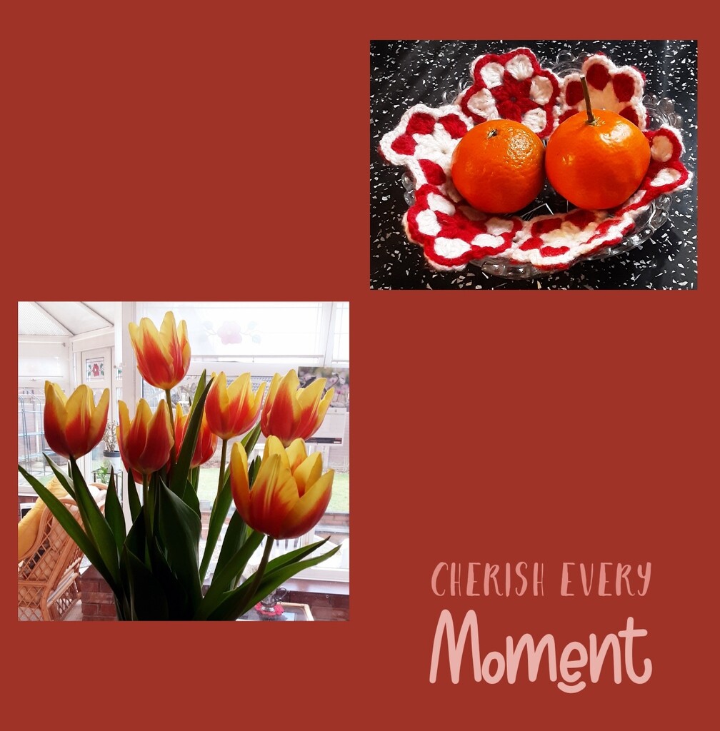 Tulips and clementines.  by grace55
