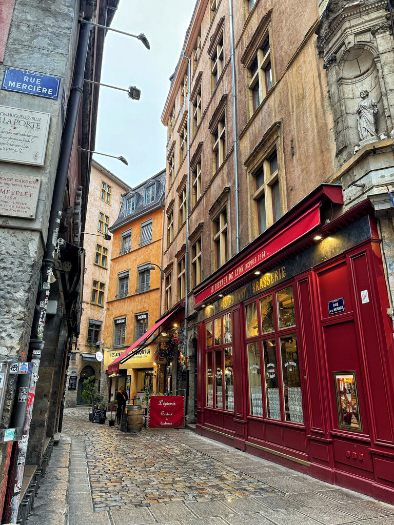 Restaurants street in Lyon.  by cocobella