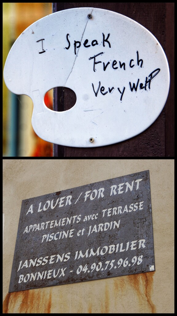 Hilarious signs in Honfleur and Bonnieux.  by johnfalconer
