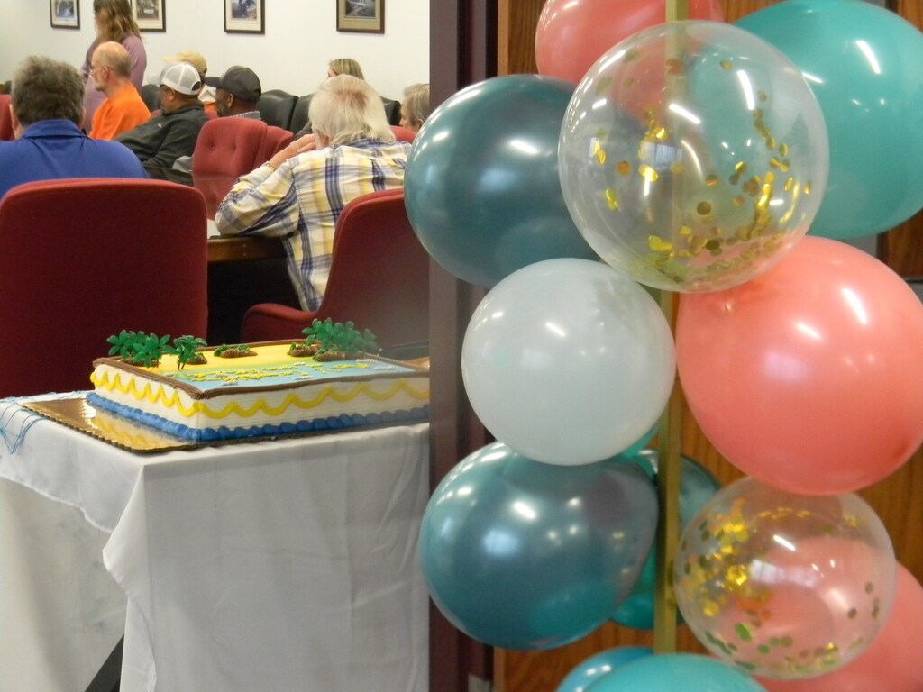 Cake and Balloons at Retirement Party  by sfeldphotos