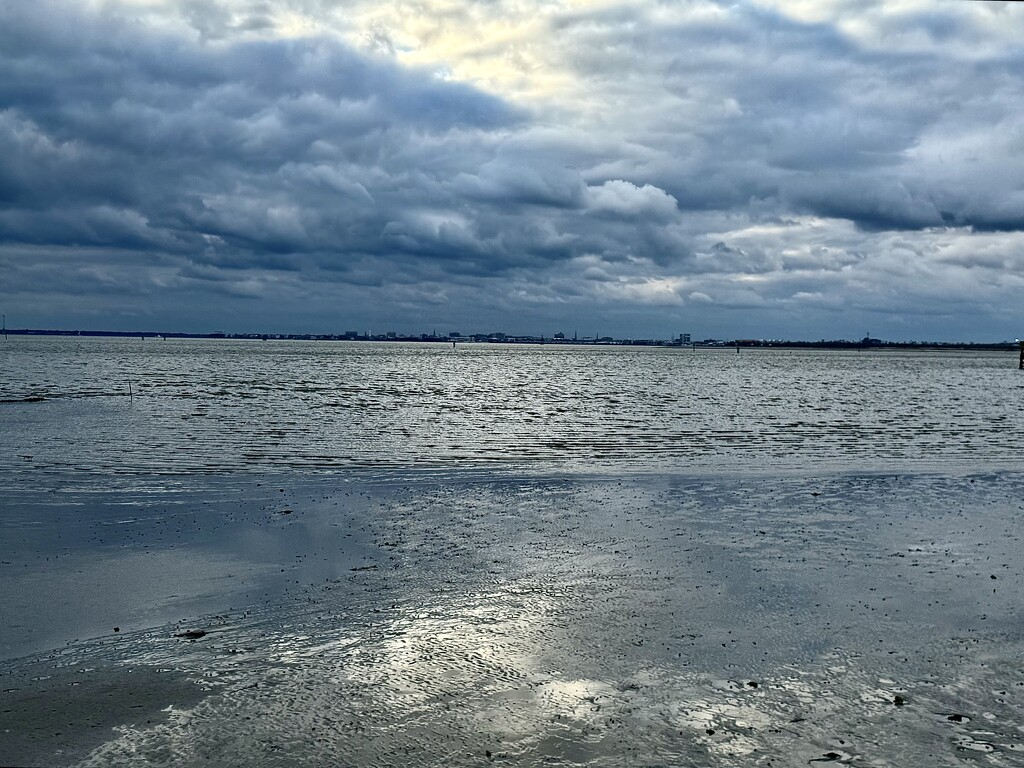 Cloudy afternoon, Charleston Harbor at low tide by congaree