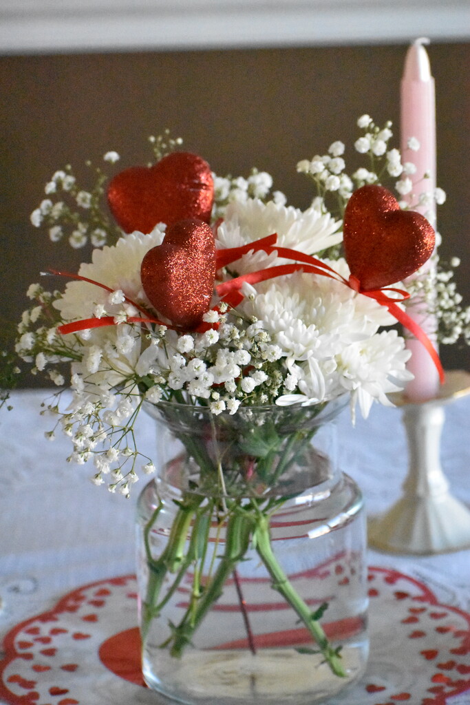 Red Hearts, White Flowers by lisab514