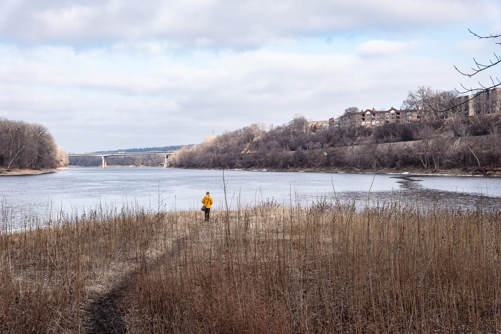 Pam at the Confluence of the Mississippi and Minnesota Rivers by tosee