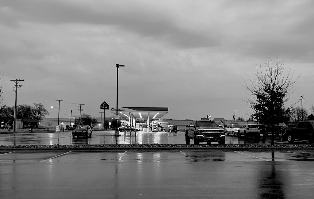 Dillon’s parking lot—view of the gas pumps by mcsiegle
