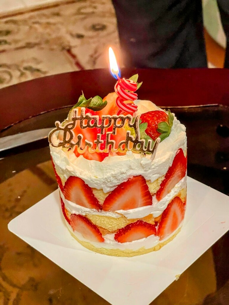 Birthday celebration with a strawberry shortcake by skuland