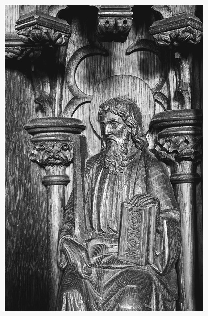 Font detail, St Peter's, Carmarthen  by rhb