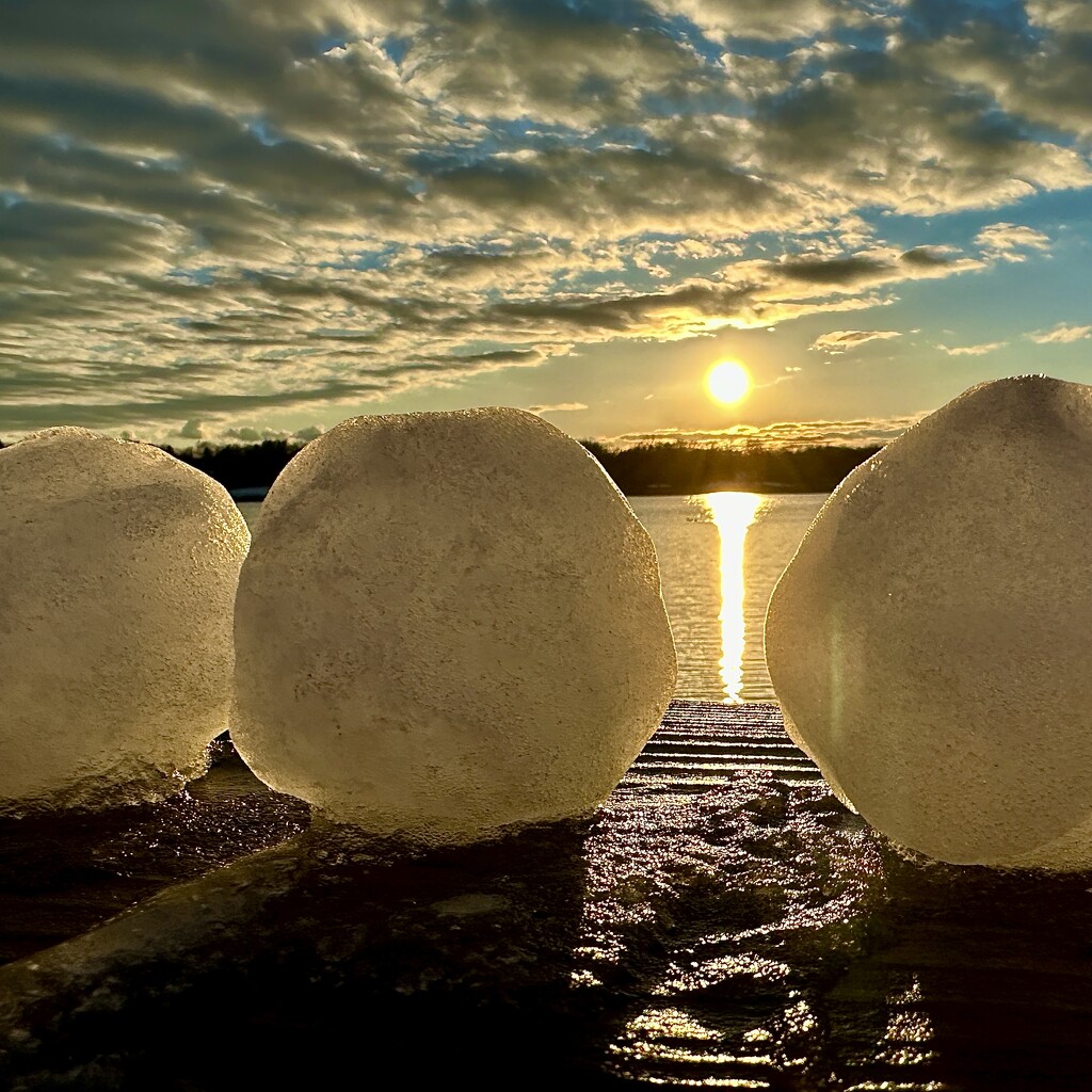 Sun Setting Between Snowballs by jnewbio