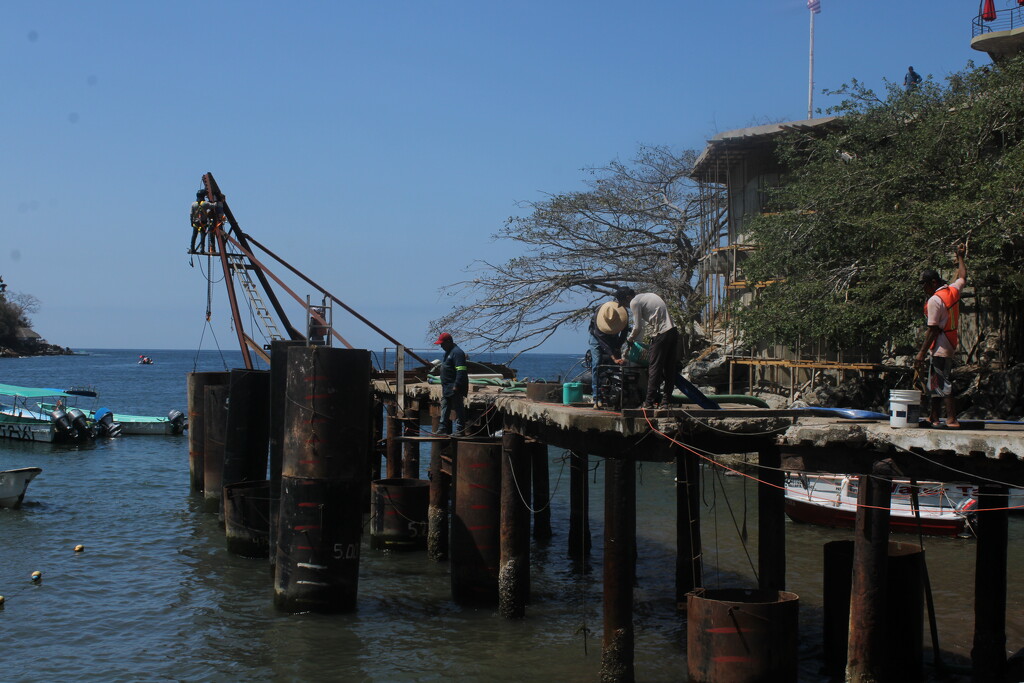 Our pier being worked on a year ago in Boca de Tomatlan by jerzyfotos