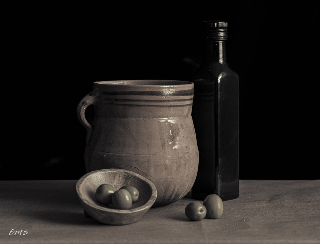 Still Life with olives  Flash of Red Feb by theredcamera