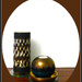 Pottery vase and globe candle-holder.  by beryl